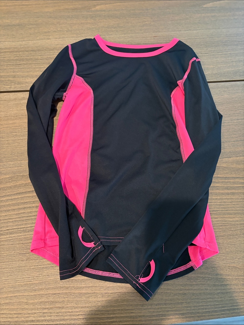 Danskin Now Girls' Black & Hot Pink Long-Sleeve Active Tee